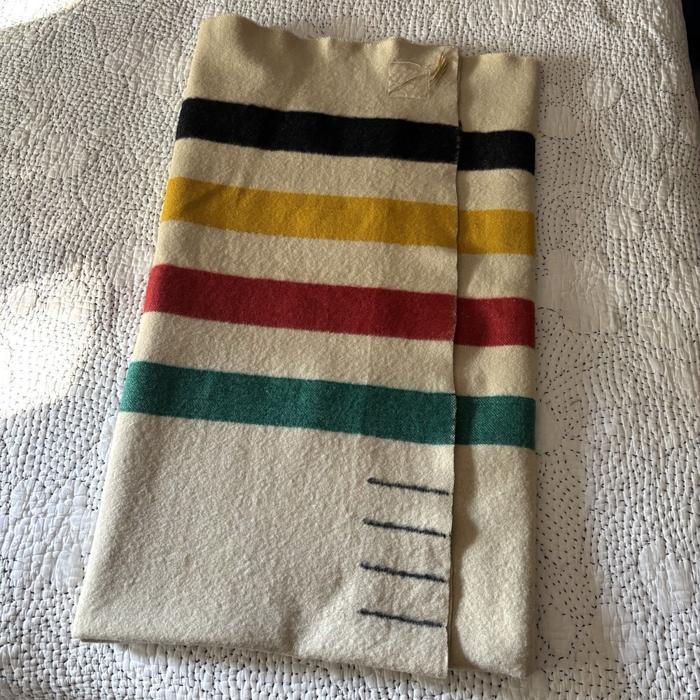 1920s Pendleton Glacier Park 4 Point Wool Blanket Multicolor Stripe 84x69 No Tag